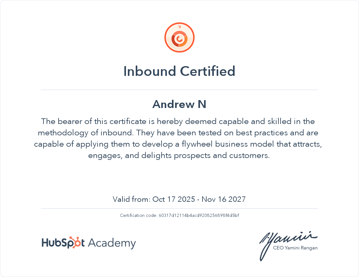 HubSpot Inbound Certification